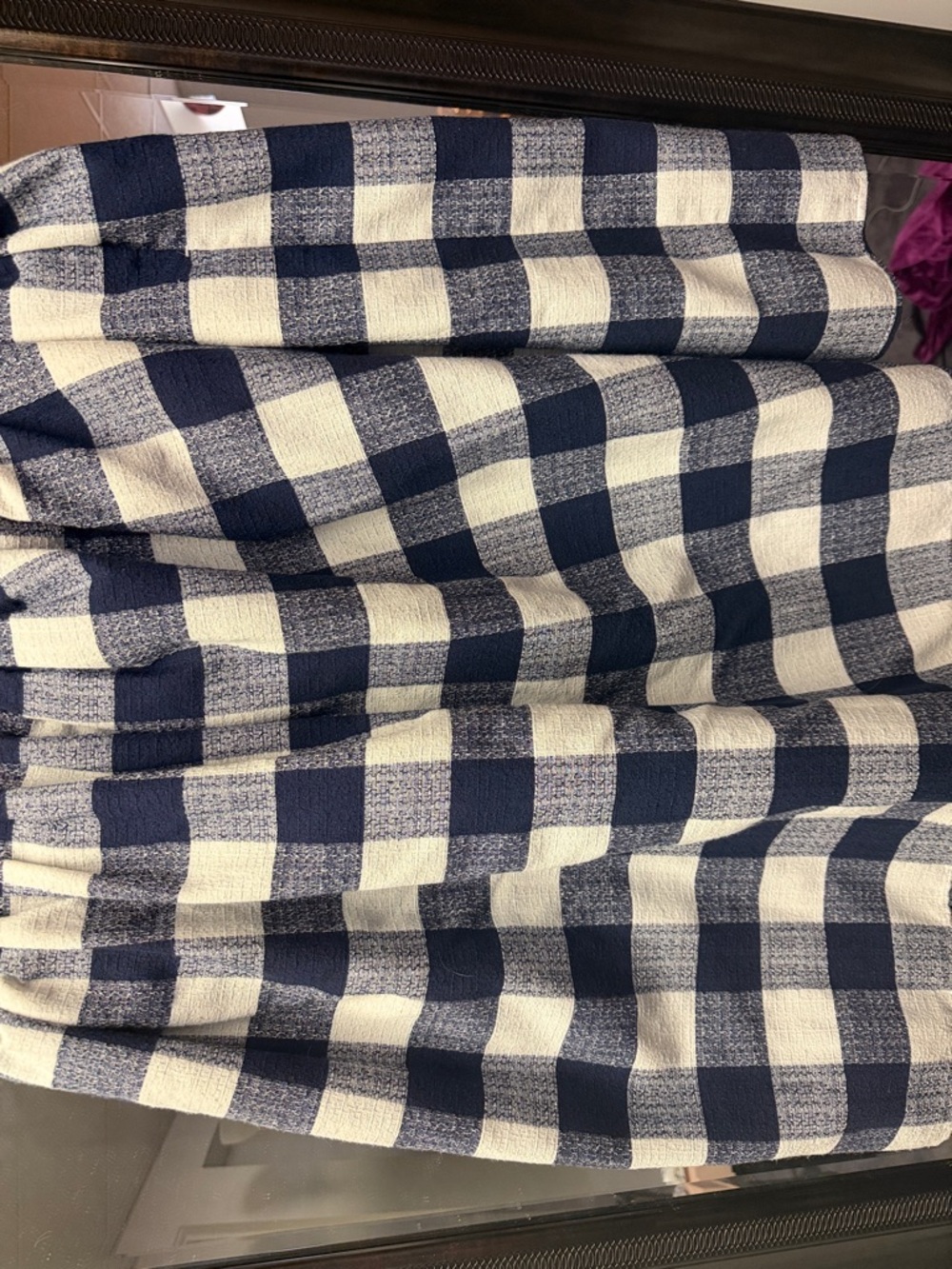 Eloquii Navy and White Gingham Skirt
